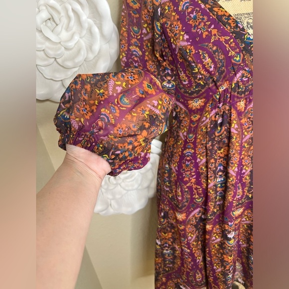 Jessica Simpson Brown & Purple Floral Size 6 High Low Dress - Picture 7 of 13